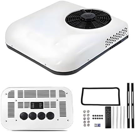 12V RV Air Conditioner 8000 BTU - Quiet Camper AC Unit with Remote Control & Temperature Display, Fast Cooling, Intelligent Frequency for RVs, Vans, Trucks, Cranes (Red)