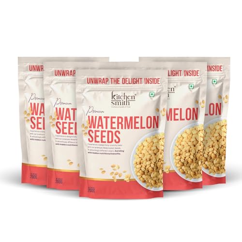 Image of KitchenSmith Premium Watermelon Seeds - Pack of 5 (200gm Each) | A Nutrient-Rich Superfood For Energy | Digestion & Overall Wellness | High In Protein | Raw Watermelon Seeds