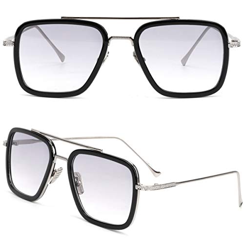 Ya en mundofriki.es: Gafas de sol retro vintage Tony Stark, marco de metal cuadrado para hombres y mujeres, marco clásico de aleación, Marco plateado y lente gris claro, Talla única
