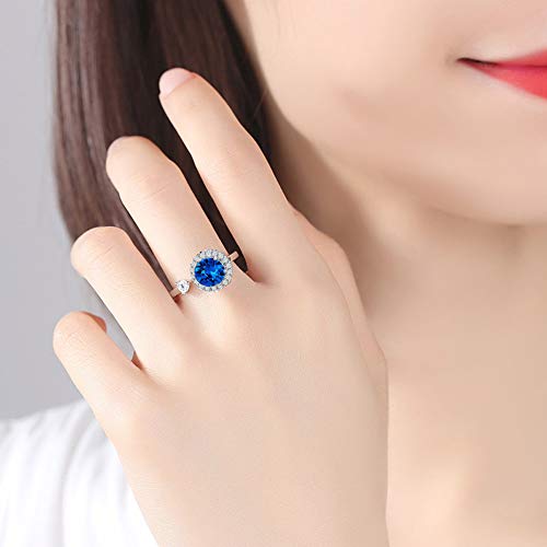 September Birthstone Rings For Girls Womens Birthday Christmas Thanksgiving Gifts Embellished With Crystals From Ocean Ring 18K White Gold Plated Ring For Mom Wife (Blue Crystal Ring) #TOP5