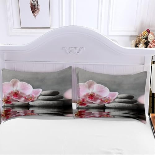 Housse de couette 240x220 douce microfier parure lit cerisier rose - 3