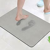 Grey Bathroom Rugs Mat, GOYLSER Absorbent Throw Rugs Washable Rug, Non Slip Thin Kitchen Mat, Rubber Backed Bedroom Rug Bathroom Carpet, Shower Rugs Mat (Grey)