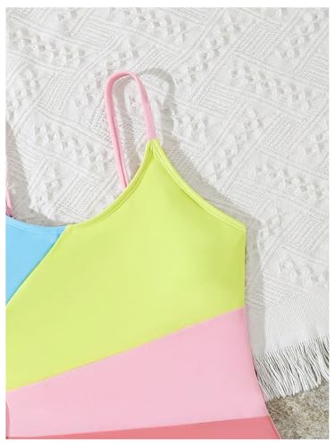 SweatyRocks Girl's Color Block Cut Out One Piece Swimsuit Spaghetti Strap Bathing Suit Swimwear4