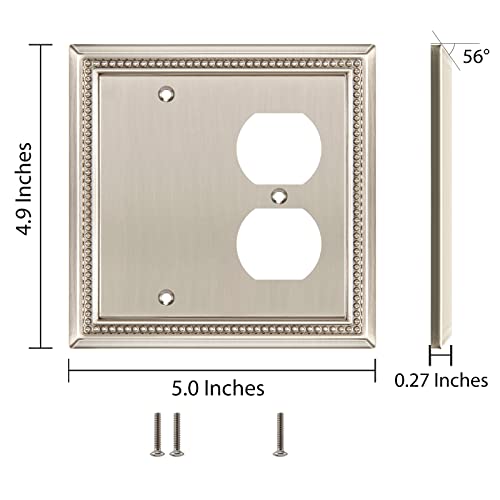 Image of Henne Bery Sunken Pearls Heavy Duty Decorative Wall Plate Switch Plate Outlet Cover (Blank /Duplex, Satin Nickel)