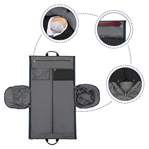 Gonex Garment Bag Carry on Duffle Suit Bag with Shoe Pocket, Convertible Hanging Duffel Travel Suitcase for Men Women Blue