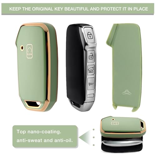 Image of For Kia Key Fob Cover Accessories,Matte TPU Material, With a Cute Leather Keychain,For Telluride,Carnival,K5 gt line,K5,Forte,K4,Sorento, Sportage And Other Models.