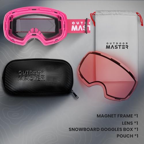 Image of OutdoorMaster Ski Goggles PRO - Frameless, Interchangeable Lens 100% UV400 Protection Snow Goggles for Men & Women (Photochromic Rose VLT8%-70%)