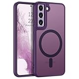 DUEDUE for Samsung Galaxy S22 Case Magnetic[Compatible with Magsafe], Translucent Matte Back Anti-Scratch Full Body Protective Cover Shockproof Phone Case for Galaxy S22 6.1", Deep Purple