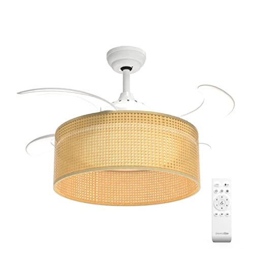 UNIVERSALBLUE Ventilateur de Toit Pales Rétractables | Tulipa Ratan | Moteur DC | Silencieux | 3 Types de Lumière | 6 Vitesses Cover
