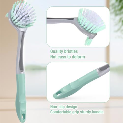 Image of Patelai 12 Pack Dish Brush with Long Handle, 11. 5 Inches Pot Pan & Dish Brush, Cleaning Brushes for Kitchen and Bathroom, Safe on Cookware, Stainless Steel, Outdoor Furniture, Showers & Sinks