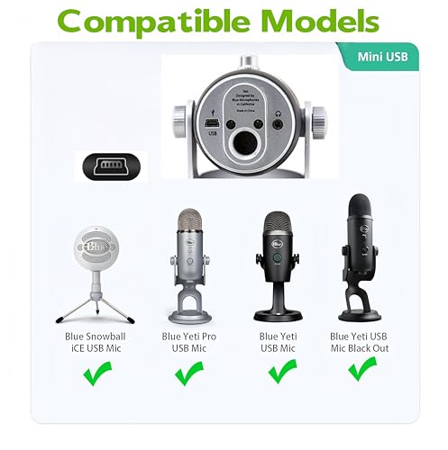Câble USB microphone Blue Yeti fil alimentation rechange Blue Snowball 3m - 3
