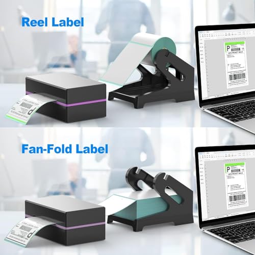 Image of BRONTIX Thermal Label Roll Holder for Desktop Barcode & Shipping Label Printers | Supports Roll & Fan-Fold Stickers | Adjustable Multi-Size Label Stand