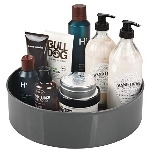 mDesign Plastic Spinning Lazy Susan Turntable Storage Tray - Rotating Organizer for Bathroom