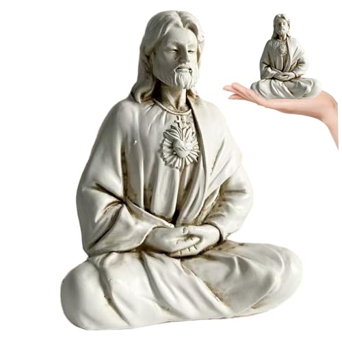Xoeryoy Jesus Meditating Statue 6x5x3.6 Resin Decorative Religious Meditating Jesus