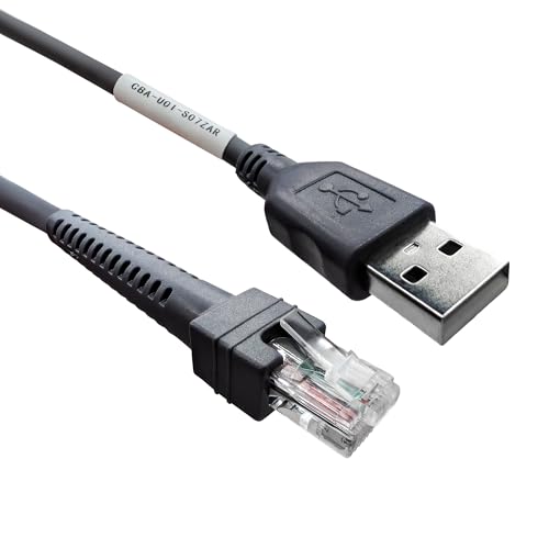 LORDTRONICS USB Cable for Motorola Symbol/Zebra Scanner LS2208 DS6878 LI4278 LS3578 7FT 2M USB Type A Barcode Scanner Cable CBA-U01-S07ZAR, Gray