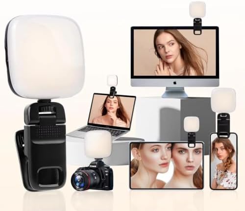 JINZAILI JZL D4 RGB Selfie Fill Light, Interconnectable Portable Rechargeable Clip-on LED Video Light, 2500-6000K Mini Pocket Photography Lamp for Phone Laptop, Vlogging Makeup Live Streaming Black image 3