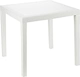 Simil en ratan Color blanco. Saturnia 8330120 Mesa Resina Ratan Blanca King 80x80 cm.
