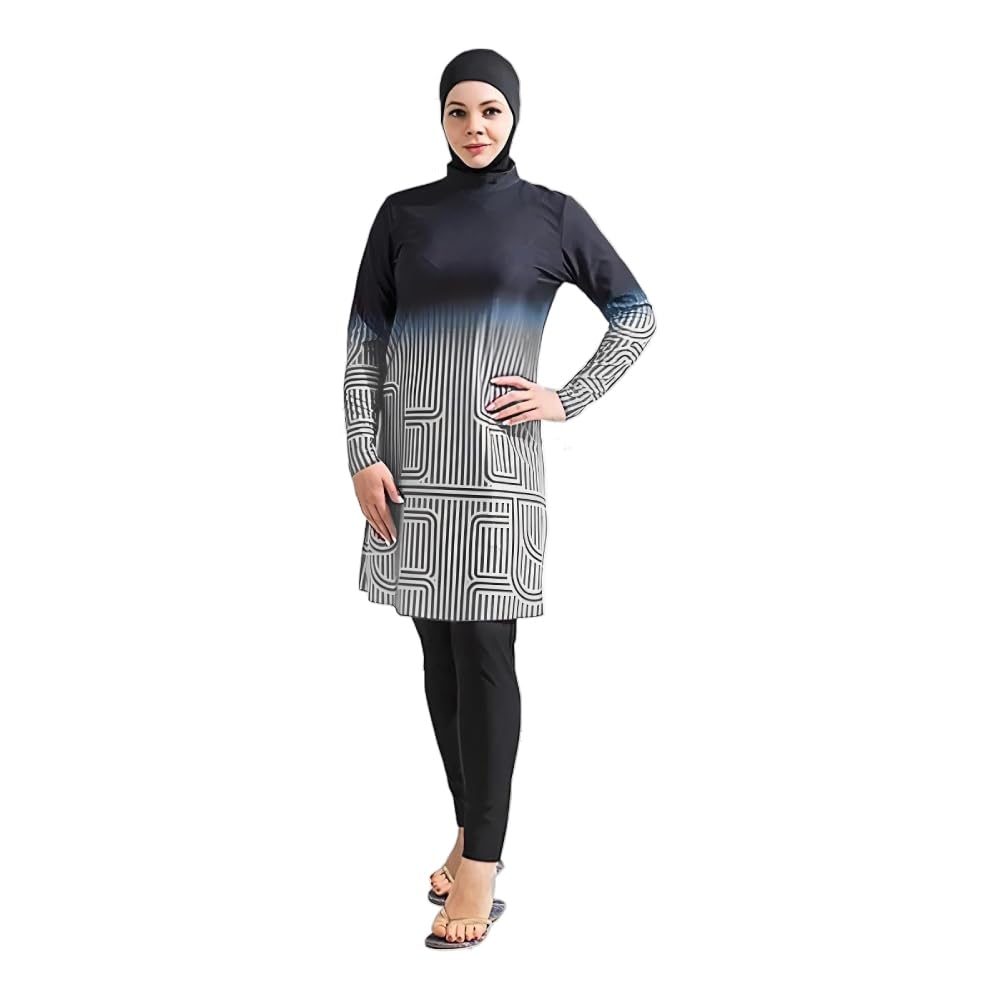 Dalaura Muslim Burkini Swimsuits for Women 3-Piece Set with Hijab Full Coverage Modest Swimwear for Women - XS