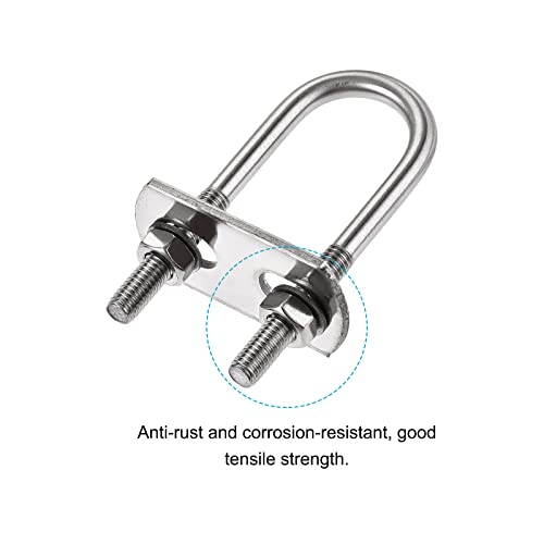Image of METALLIXITY U Bolts 4 Sets (M6x22x70mm), Round U Bolt 304 Stainless Steel with Accessories - for Construction, Pipe