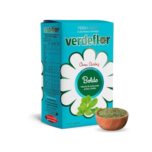 Verdeflor Yerba Mate Tea Paleo and Boldo Infused 500g, 1.1 LBS | Unsmoked Loose Leaf Clean Natural Energy Drink | Jitter Free | Enjoy With Yerba Mate Gourd and Bombilla | Made in Argentina