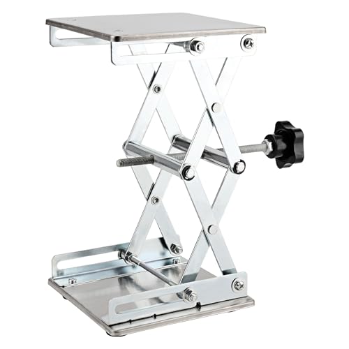 LEXININ 150 x 150mm Small Scissor Lift, Mini Stainless Steel Laboratory Lifting Platform, Scientific Lab Jack Stand for Physics Experiment