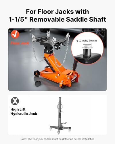 Image of VEVOR Transmission Jack Adapter, 1100 lbs Load Capacity Automotive Transmission Lift Adapter, Heavy-Duty Steel, for Floor Jack with 1-1 /5 in Detachable Saddle Shaft, for Garage, Repair Shop