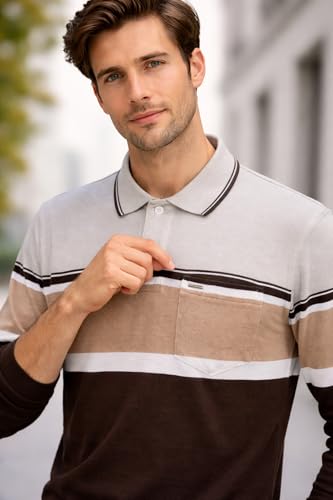 Image of Full Sleeve Polo T Shirt for Men Cotton with Pocket and Collar - Regular Fit Tshirt