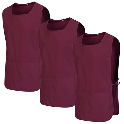 MISEMIYA - Paket 3 Einheiten - SCHÜRZE Reinigung ARBEITSUNIFORM KLINIK Krankenhaus Reinigung TIERARZT 3-3301 - Medium, Granat 68