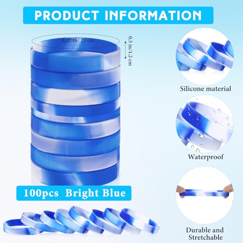 Image of Liliful 100 Pcs Silicone Rubber Wristbands Rubber Wristband Bracelet Bands for Silicone Wristbands for Women Men(Dark Blue and White)