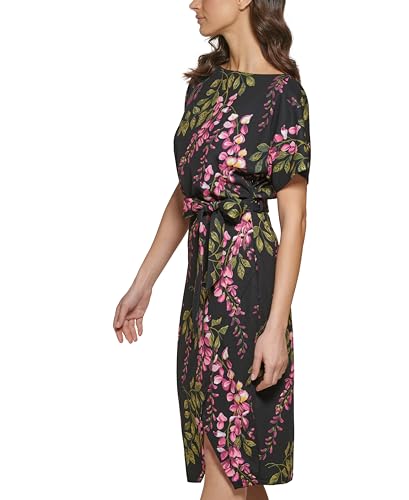 Image of Kensie Womens Short Sleeve Tie Waist Midi Dress