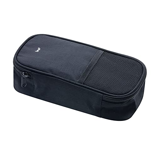 Estojo Box Nylon 50 Pens 1 Zíper e Tela Preto, BRW
