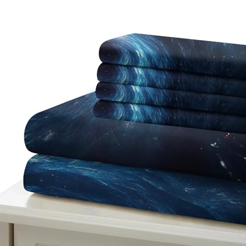 Housse de Couette Nébuluse Spatiale 200x200cm avec 2 Taies d'Oreiller