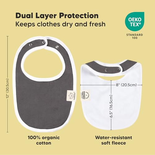 Image of 8-Pack Organic Baby Bibs for Boys, Girls - Soft Cotton Drooling and Teething Bibs for Baby Girl & Boy, Extra Absorbent, Easy To Clean & Put On for Toddler, Newborn, Infant 0-24 Months (Basics)