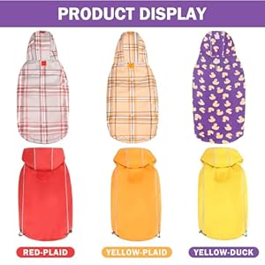 Reversible Dog Raincoat Jacket for Small Medium Large Dogs, Reflective Waterproof Windproof Hooded Slicker Poncho Puppy Dog Clothes for Fall Winter, Stylish Jacket for Dogs Girls Boys