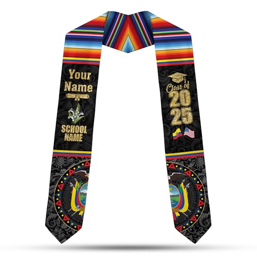 MonkeyVan Ecuadorians Graduation Sash Custom Ecuadorians American Flag Graduation Sash 2025 Ecuador Graduation Stole Ec4