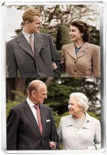 Queen Elizabeth II and Prince Philip - Royal Collectable - Fridge Magnet - Keepsake Commemorative Gift, 78mm x 52mm