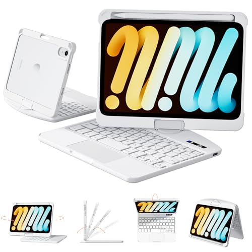 Tiaota �����P�[�X iPad mini 7 A17 Pro (2024) & Mini 6 (2021) 8.3�C���` 7�F�o�b�N���C�g ���C�����X�L�[�{�[�h 360�x��] �g���b�N�p�b�h�t�� �y���V���z���_�[ �V���[�g�J�b�g�t�� �z���C�g
