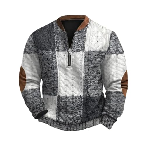 Aztec Jacket Men Quarter Zip Vintage Cowboy Patriotic Quilted Sweatshirts Oversized Crew Neck Long Sleeve Half Zip Jackets Cozy Color Block Streetwear Aztec Half Jacket Fashion Winter Clothing