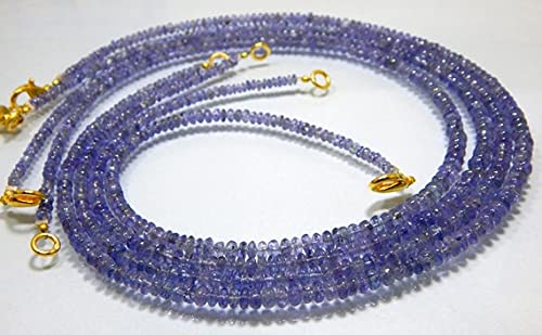 Perles de tanzanite lisses 3x5mm calibrées sans aspérité pour enfilage fluide sans casse