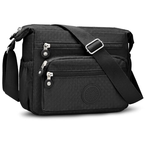 Image of ONEKERUN Crossbody Bags for Women Ladies Nylon Waterproof Shoulder Bag Lightweight Travel Messenger Bag Multi-Pocket Casual Handbag with Adjustable Shoulder Strapfor Shopping School Work Daily Use
