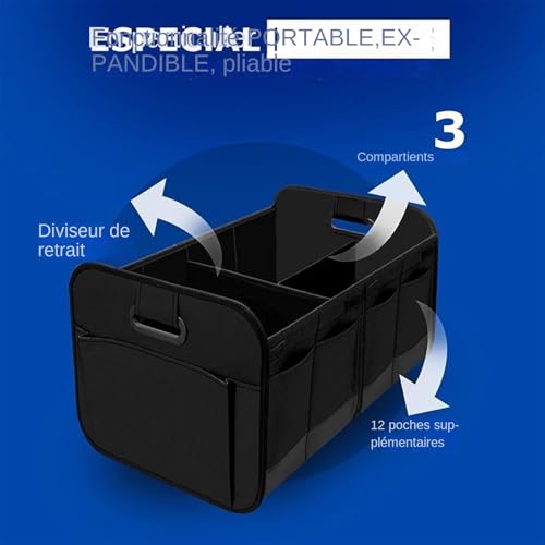 Organisateur de coffre de voiture à compartiments pour le rangement de berline et SUV