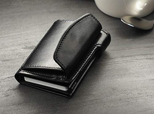 Pularys Mini Wallet London - Credit Card Holder Made Of Italian Leather - Rfid Blocking - Up To 9 Card Slots - Coin Pocket - For Men And Women - Classic Design #TOP5