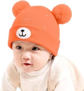 Baby Boy Girl Winter Hat, Kids Earflap Hat with Scarf, Toddler Fleece Beanie Cap Cartoon Bear Ears Woolen Monkey Hat(3 Mon... Price In India