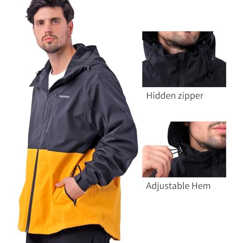 Men's Lightweight Waterproof Sports Zip Hoodie Rain Jacket, Cycling Windbreaker Pullover Coats, Breathable Coat2