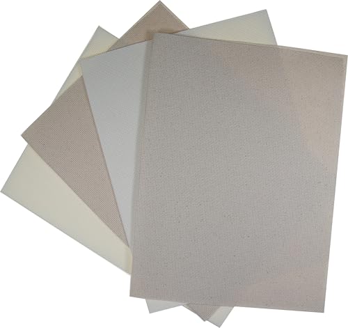 Image of KCS 4 pc of 12 inch x 18 inch(30cmx45cm) 14CT Counted Cotton Aida Cloth Cross Stitch Fabric (Antique White+Oatmeal)