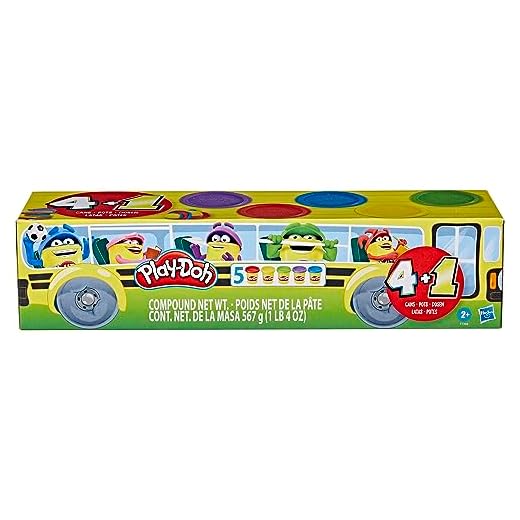 Play-Doh Vuelta al Cole Pack de 5 Botes de 113 g de Plastilina No Tóxica, Manualidades de para Niños y Niñas de 2 Años o Más