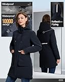 33,000ft Damen Wintermantel Lange Warme Winterjacke Parka Regenjacke Verdickene Funktionsjacke Mit Kapuze Übergangsjacke Outdoorjacke, Juwel Blau 2XL