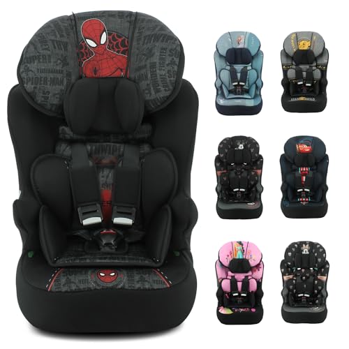 Nania - Siège auto ceinturé RACE I 76-140 cm R129 i-Size – Pour les enfants de 3 à 10 ans - Appuie-tête réglable en hauteur - Base inclinable - Fabrication Française (Spiderman)