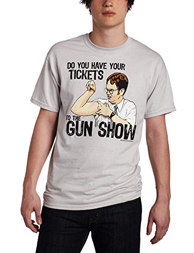 T-Line unisex adult The Office Tv Series Gun Show Graphic T-shirt T Shirt, Ice Grey, Medium US