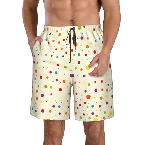 Polka Dot Shorts Man Casual Beach Short Drawstring Mesh Lining Quick Dry Swimwear Gym Bottoms